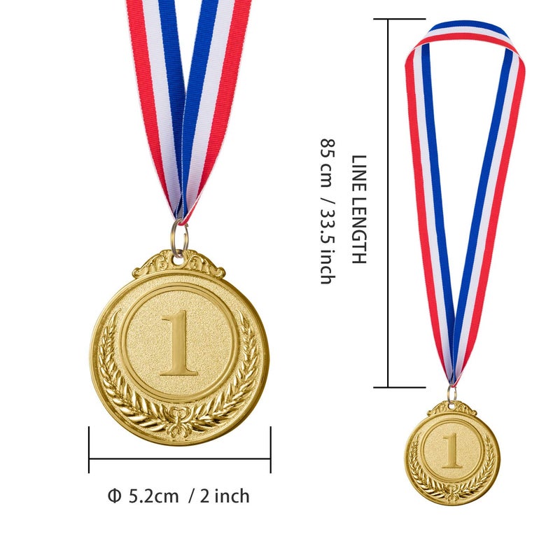 Favide 12 Pieces Gold Silver Bronze Award Medals-Winner Medals Gold Silver Bronze Prizes for Competitions, Party,Olympic Style, 2 Inches - Image 2